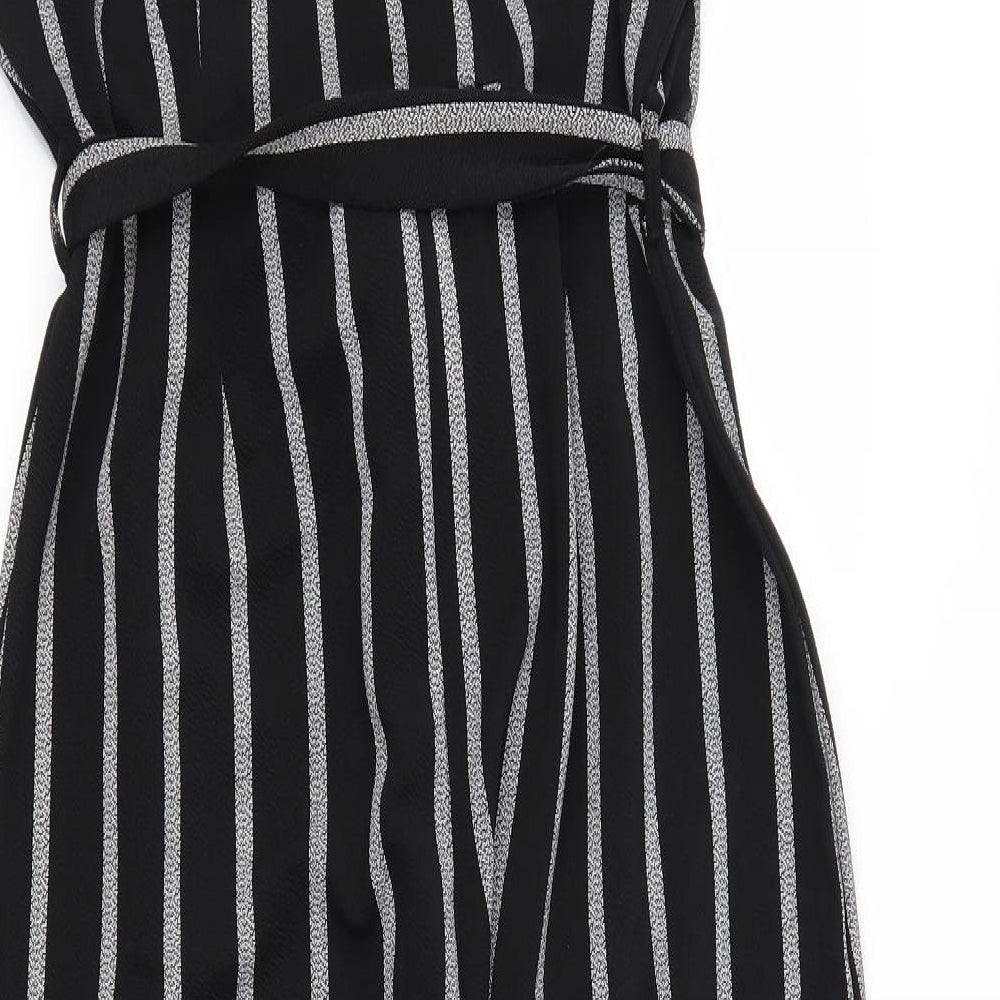 Boohoo Womens Black Striped  Jumpsuit One-Piece Size 16 L26 in
