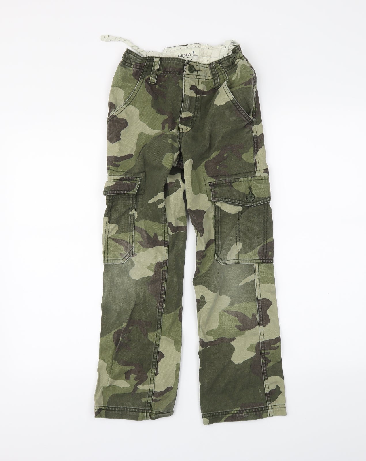 Old Navy Boys Green Camouflage  Cargo Trousers Size 8 Years