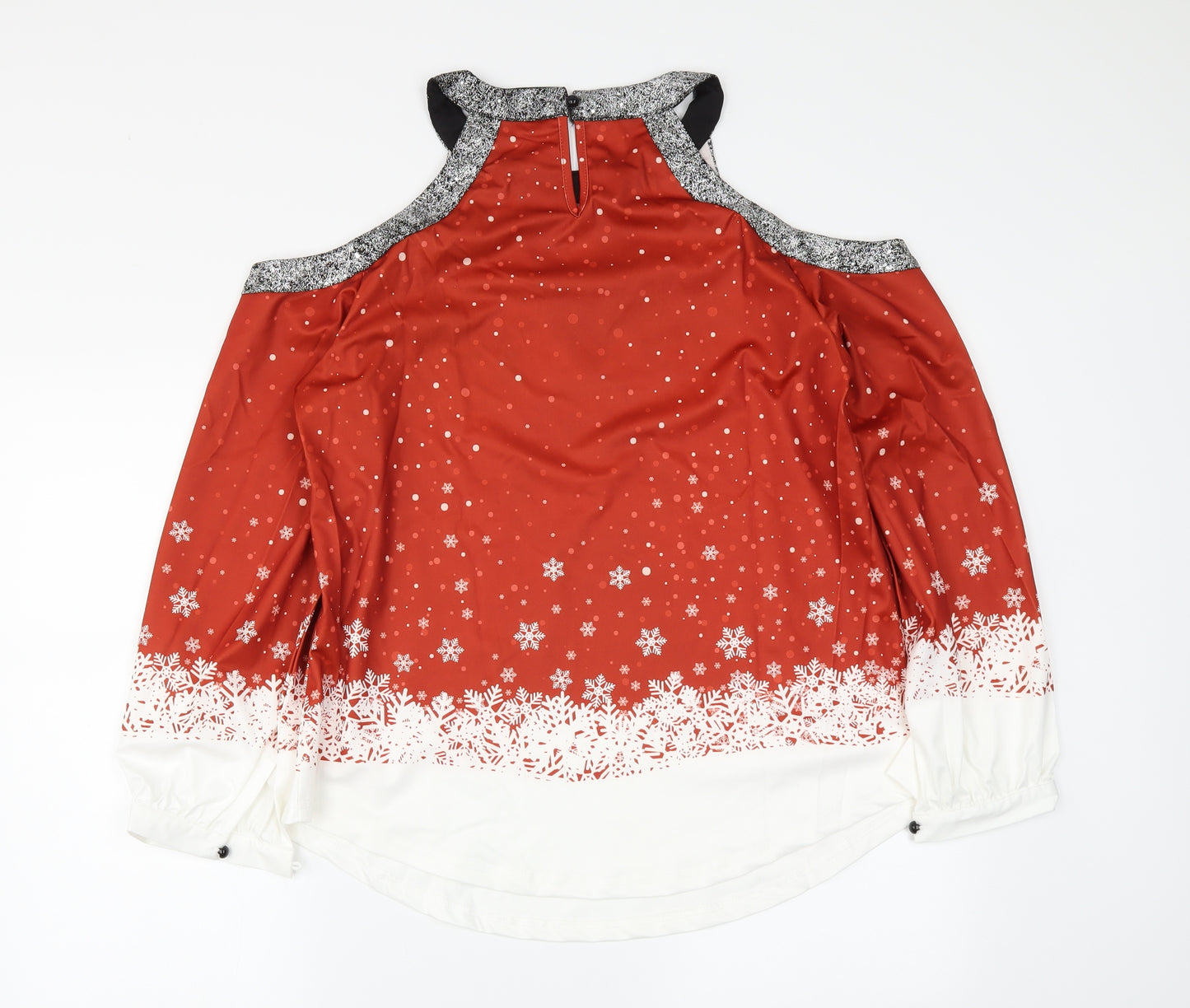 Preworn Womens Red   Basic Blouse Size L  - Christmas