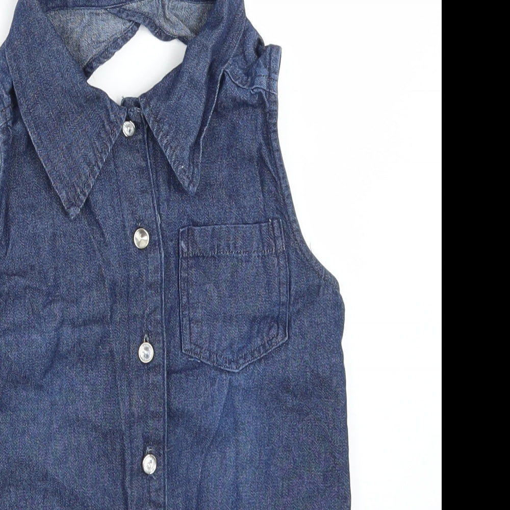 Penny Girls Blue   Basic Blouse Size 7 Years  - Open Back