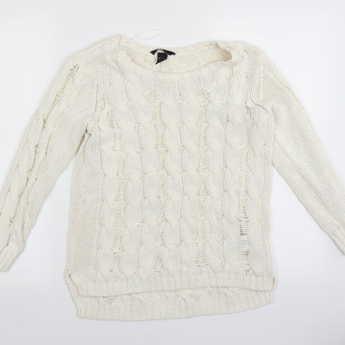 H&M Womens White  Knit Pullover Jumper Size S