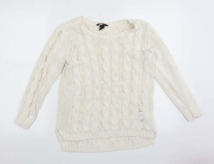 H&M Womens White  Knit Pullover Jumper Size S