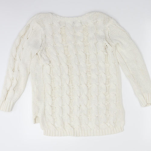 H&M Womens White  Knit Pullover Jumper Size S