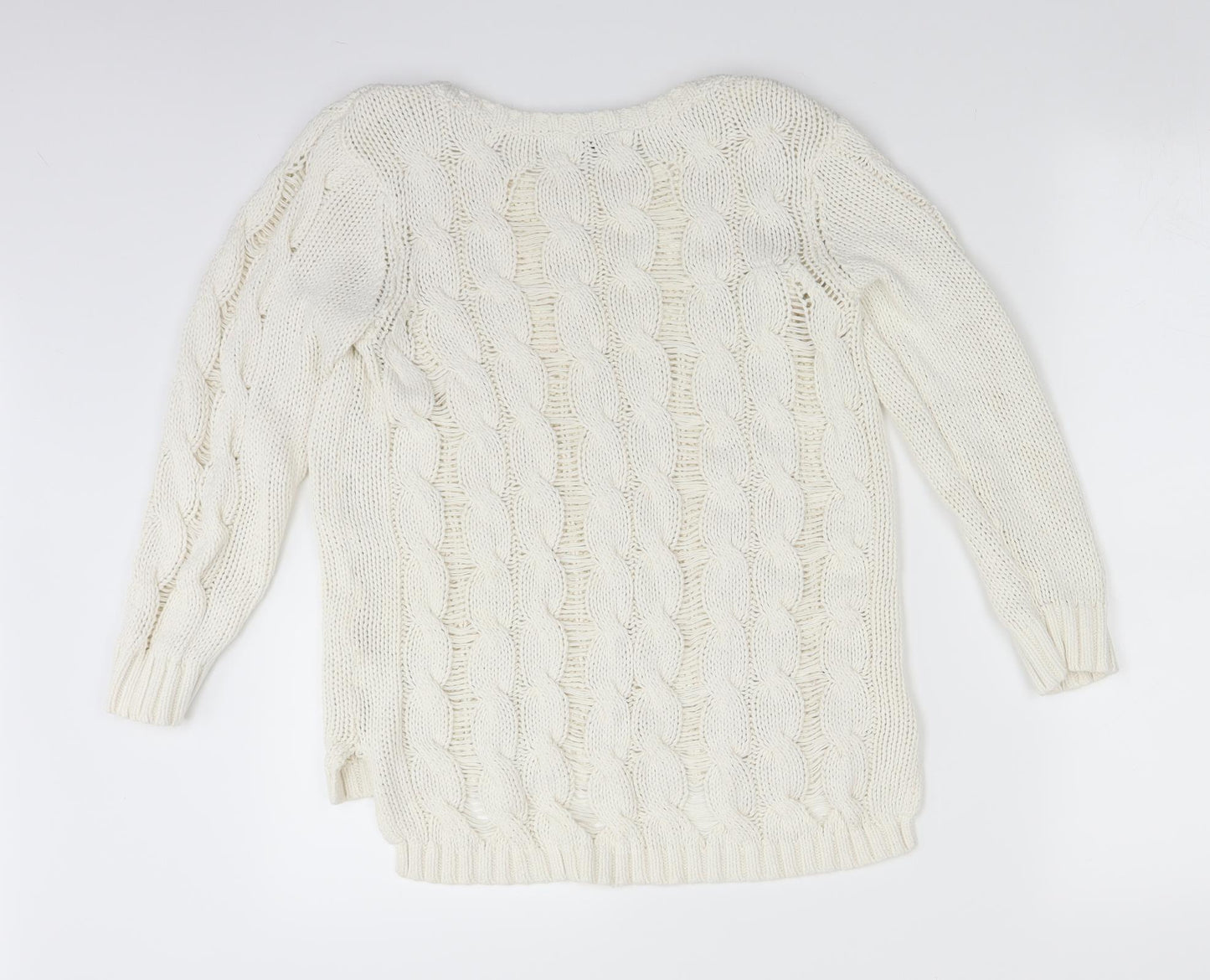 H&M Womens White  Knit Pullover Jumper Size S