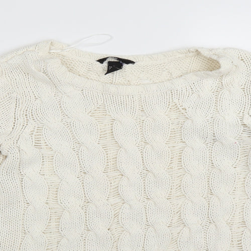 H&M Womens White  Knit Pullover Jumper Size S