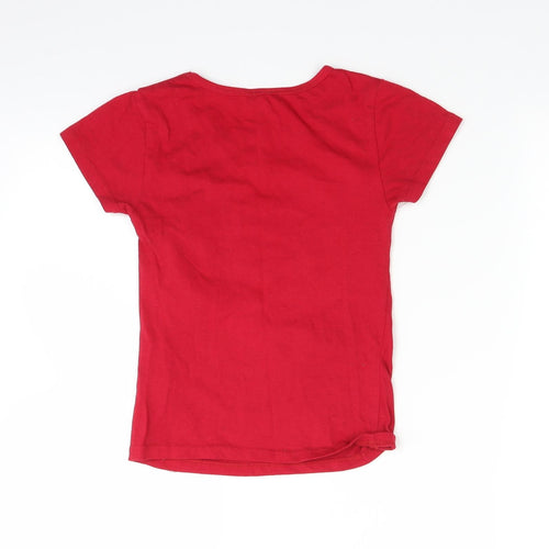 Cute 4 u Girls Red   Basic T-Shirt Size 6 Years  - embossed