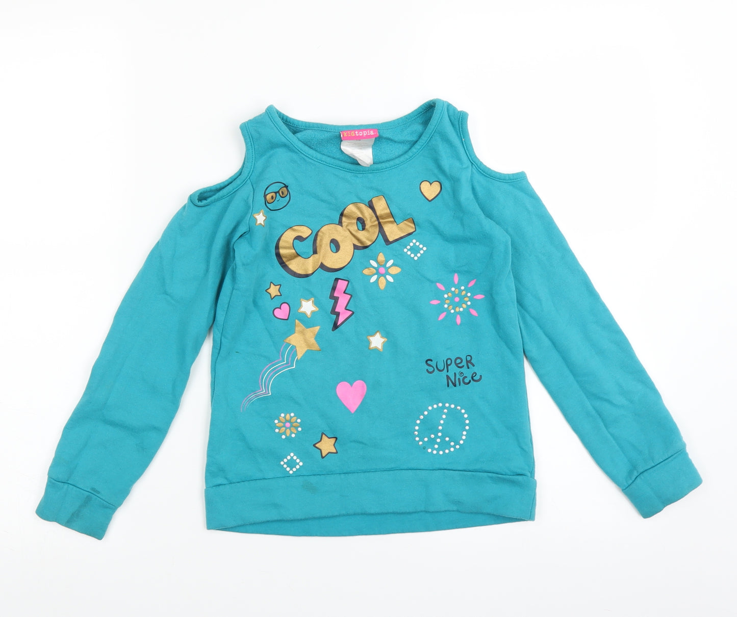 Kidtopia Girls Blue   Pullover Jumper Size 7-8 Years  - Shoulder cut out