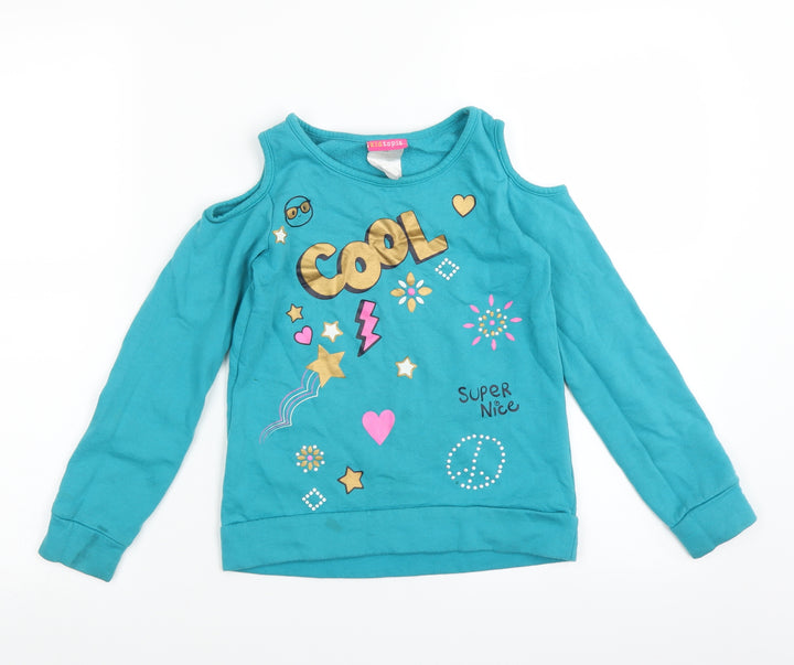 Kidtopia Girls Blue   Pullover Jumper Size 7-8 Years  - Shoulder cut out