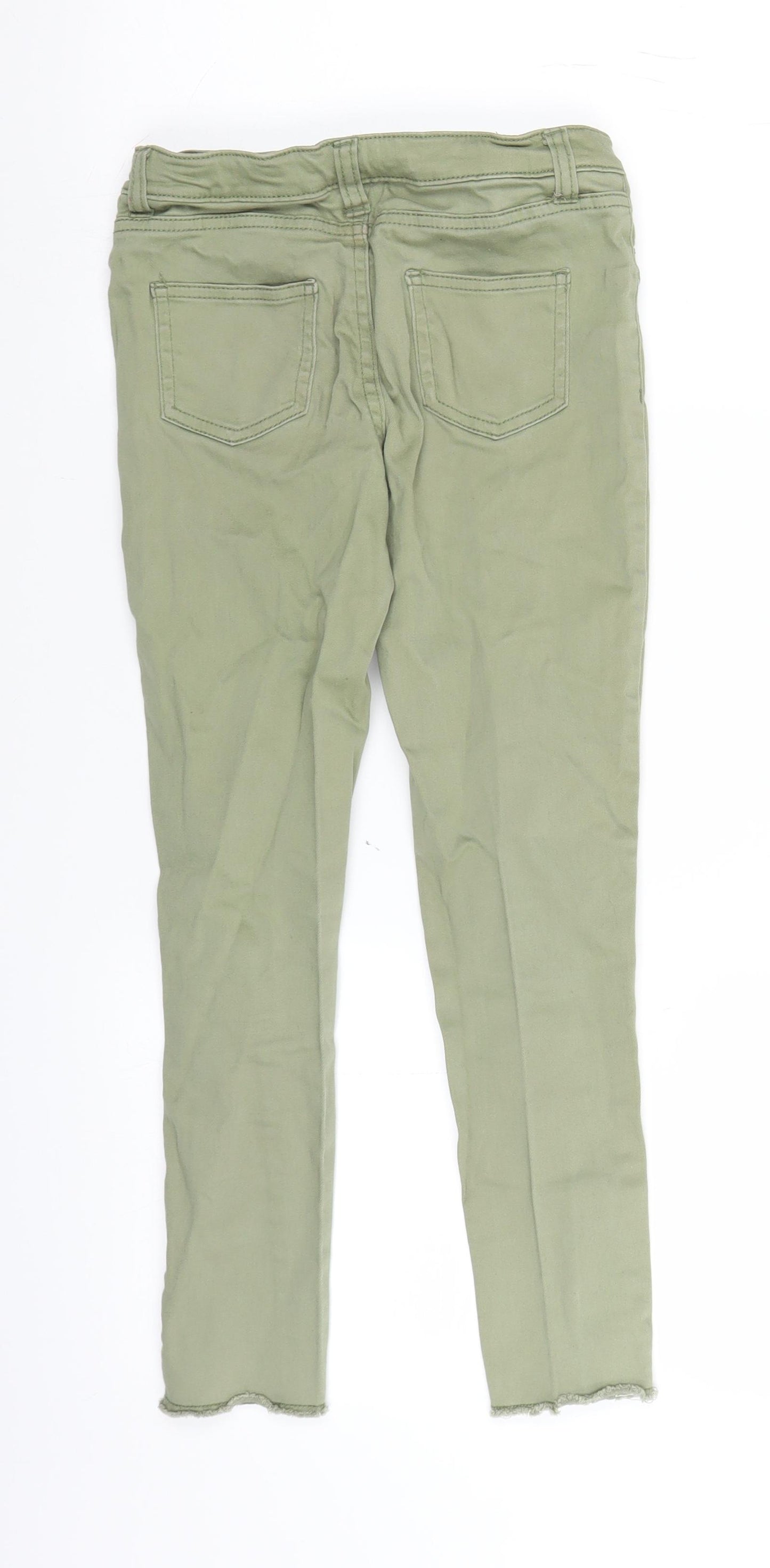 Primark Girls Green  Denim Skinny Jeans Size 8-9 Years - Distressed