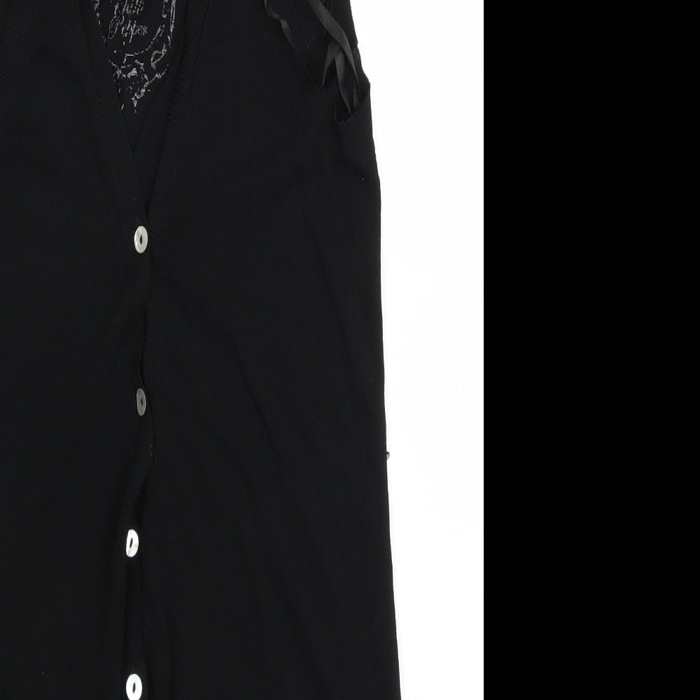 Chilli Pepper Womens Black   Cardigan Jumper Size L  - longline