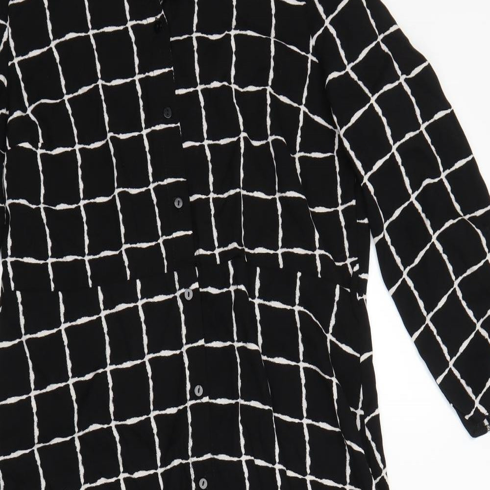 Primark Womens Black Geometric  Shirt Dress  Size 16