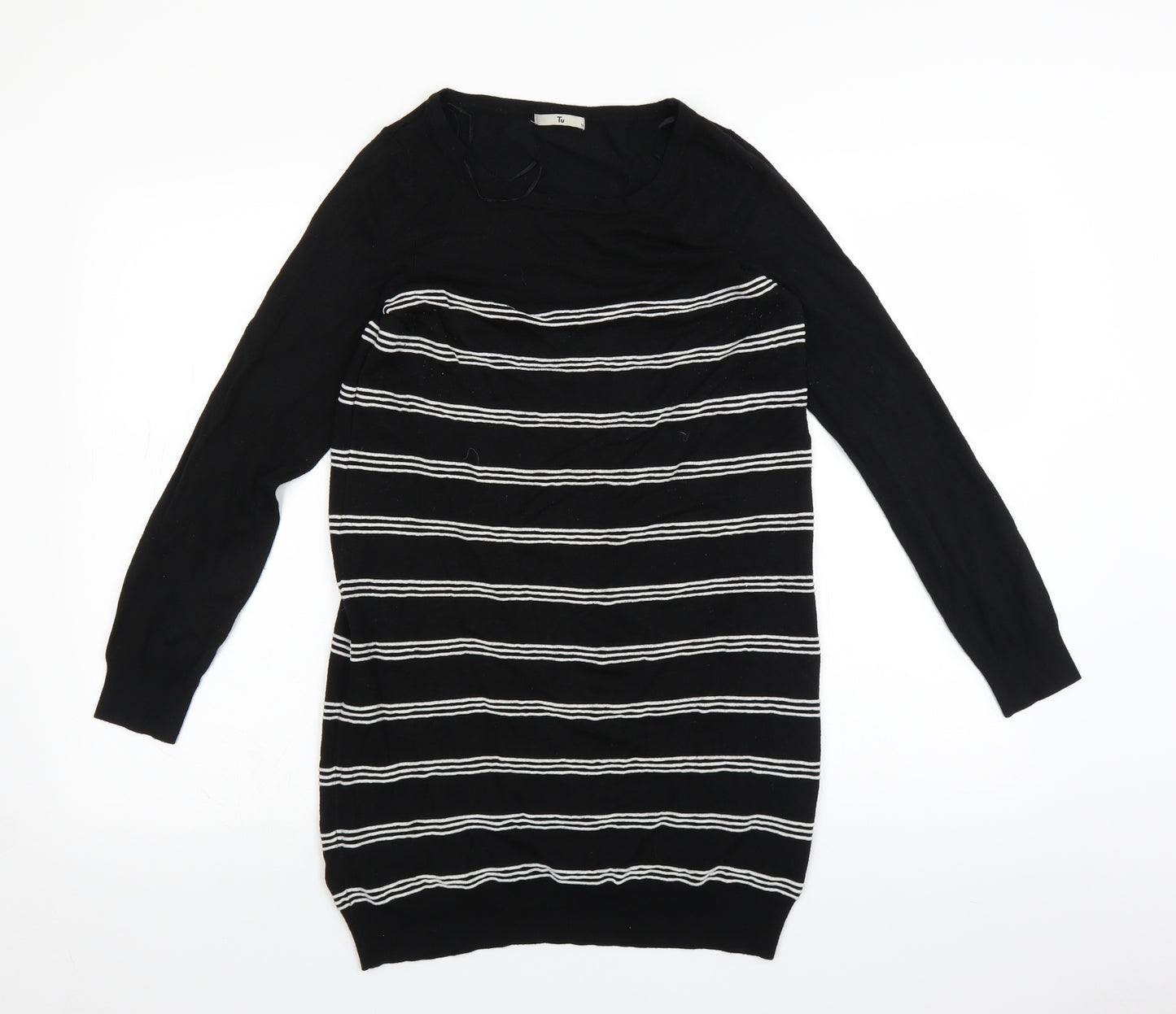TU Womens Black Striped  Jumper Dress  Size 14