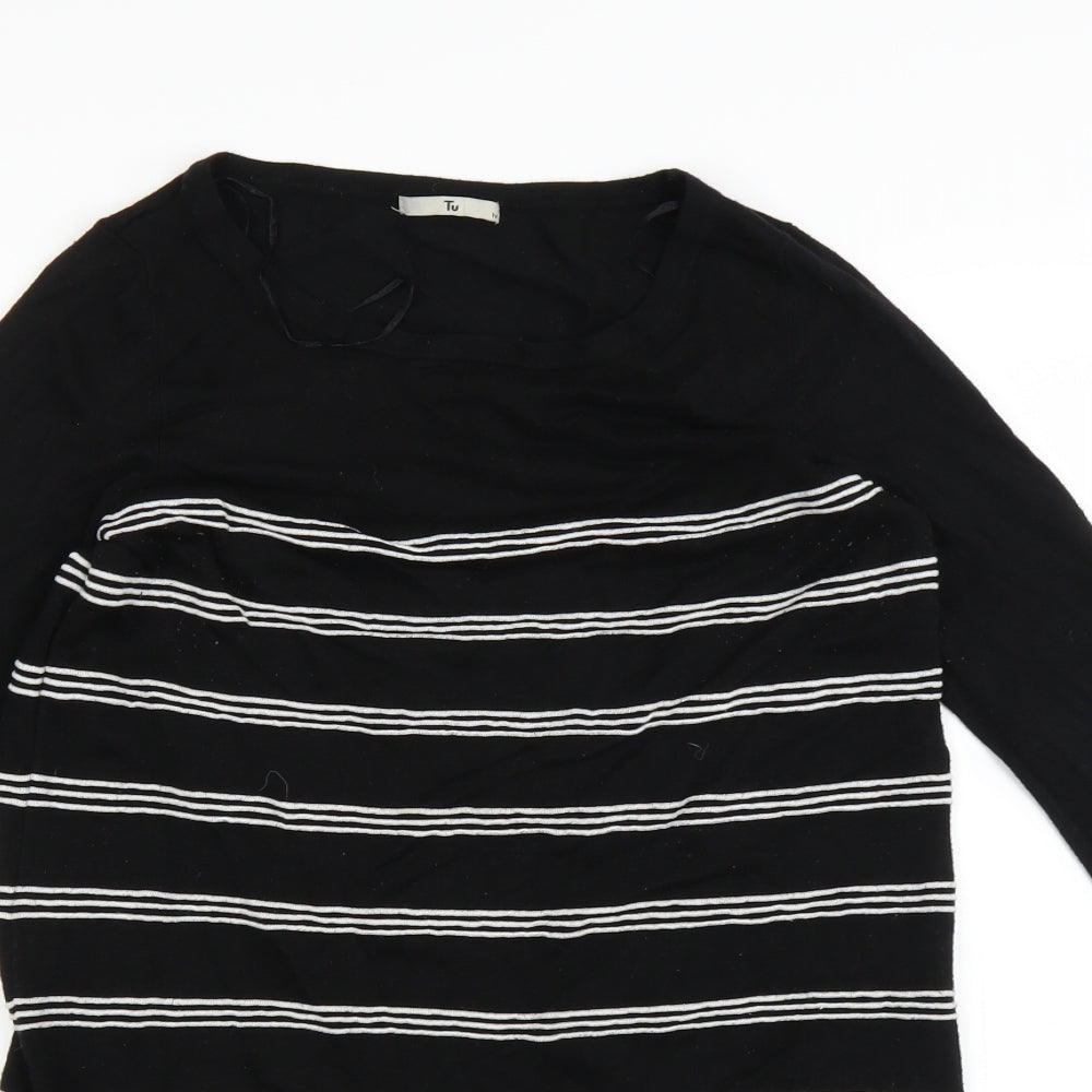 TU Womens Black Striped  Jumper Dress  Size 14