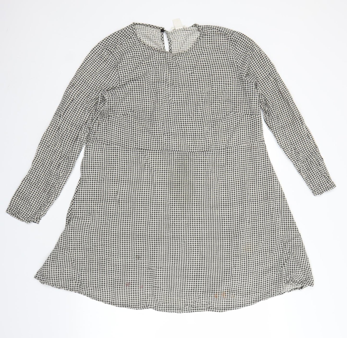 H&M Womens Grey Plaid  A-Line  Size 14