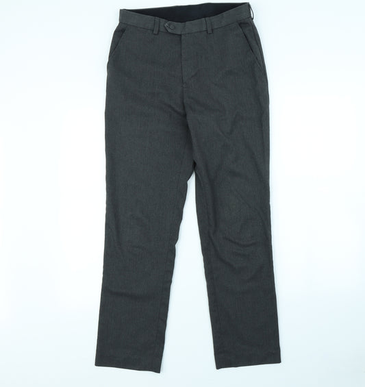 Front view of Banner men’s grey dress pants trousers, size 30, in, 30-inch leg