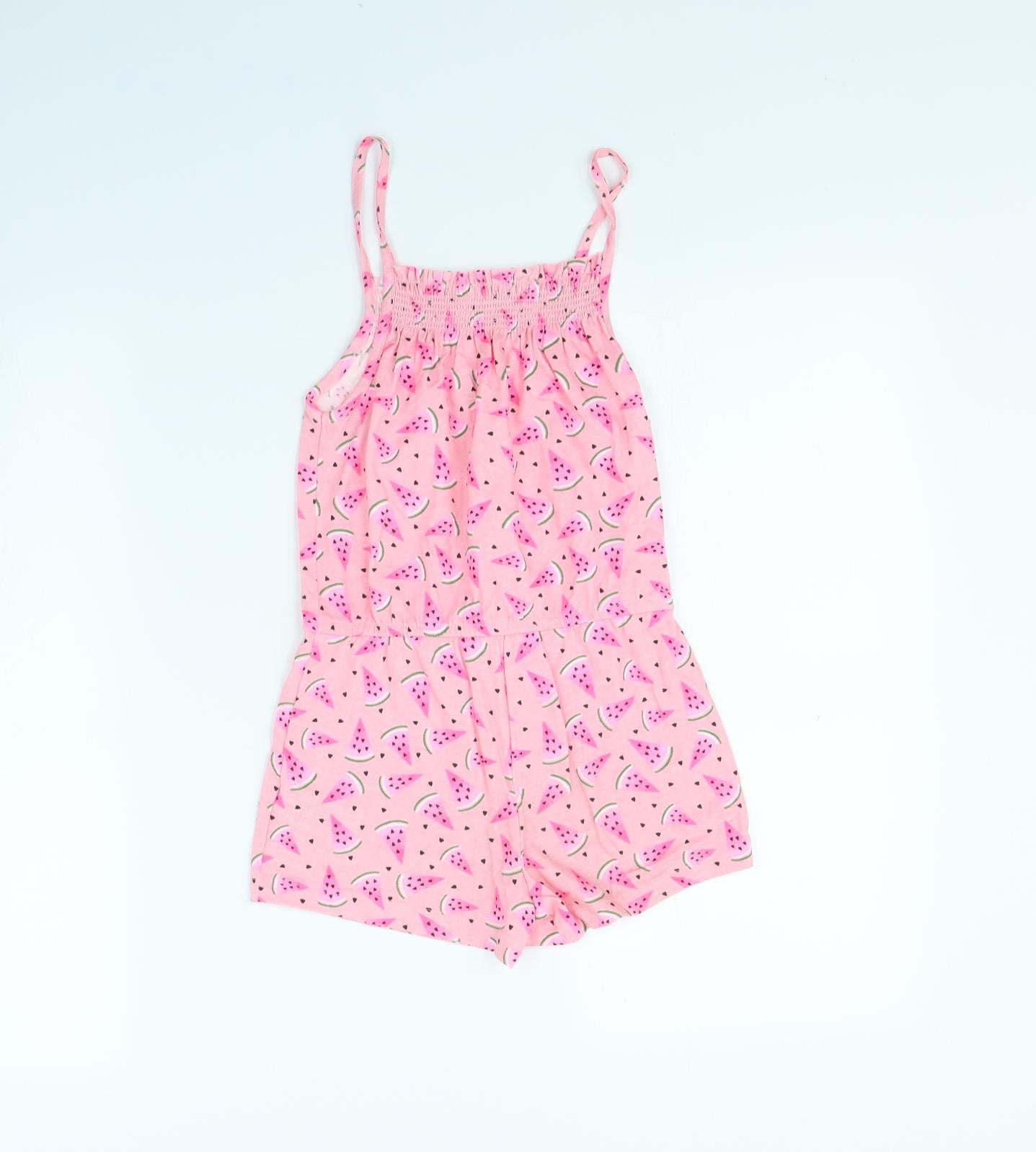 Primark Girls Pink Spotted  Playsuit One-Piece Size 7 Years  - Watermelon