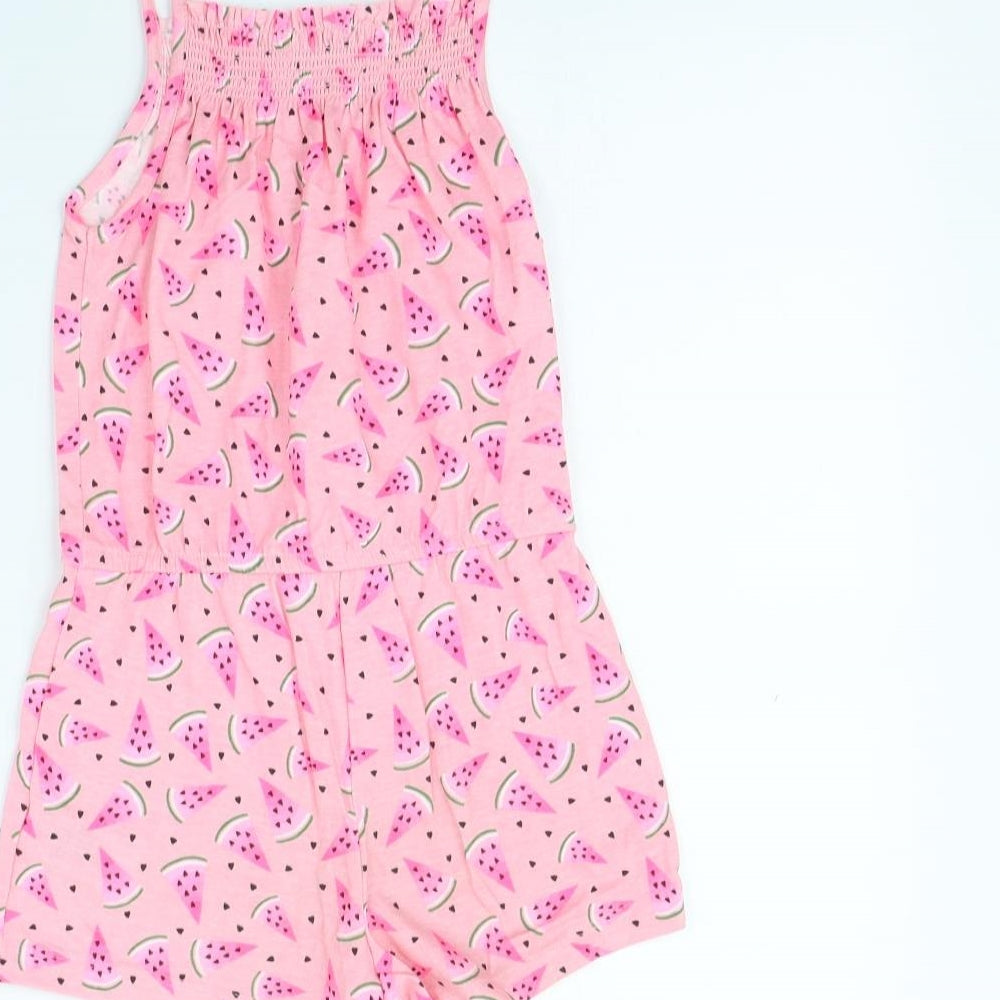 Primark Girls Pink Spotted  Playsuit One-Piece Size 7 Years  - Watermelon