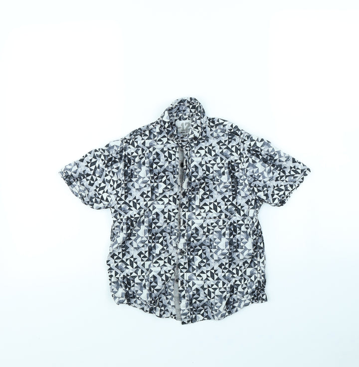 NEXT Boys Grey Geometric Basic Button-Up Size 7 Years
