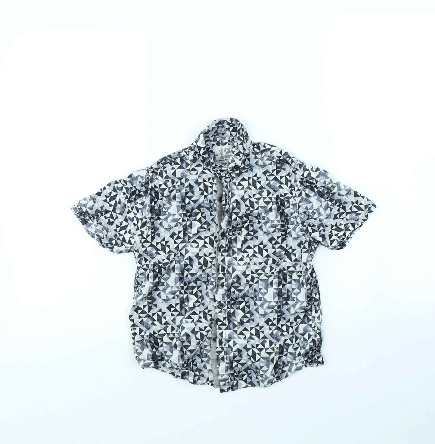 NEXT Boys Grey Geometric  Basic Button-Up Size 7 Years