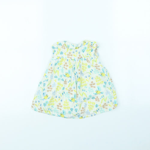 M&S Girls Yellow Floral  Fit & Flare  Size 3-6 Months