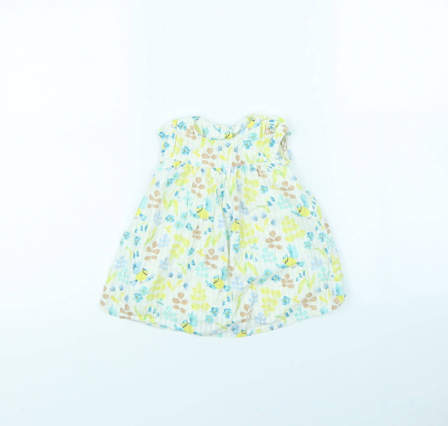 M&S Girls Yellow Floral  Fit & Flare  Size 3-6 Months