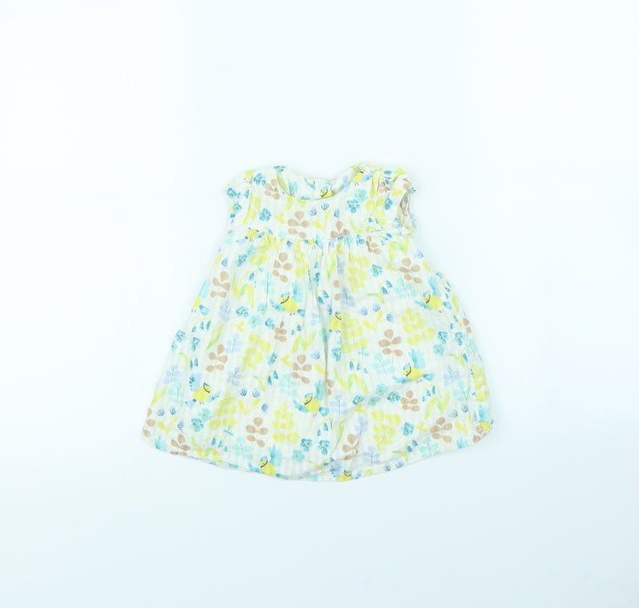 M&S Girls Yellow Floral  Fit & Flare  Size 3-6 Months