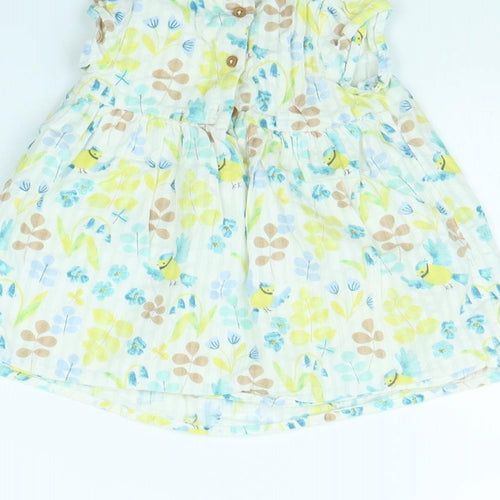 M&S Girls Yellow Floral  Fit & Flare  Size 3-6 Months