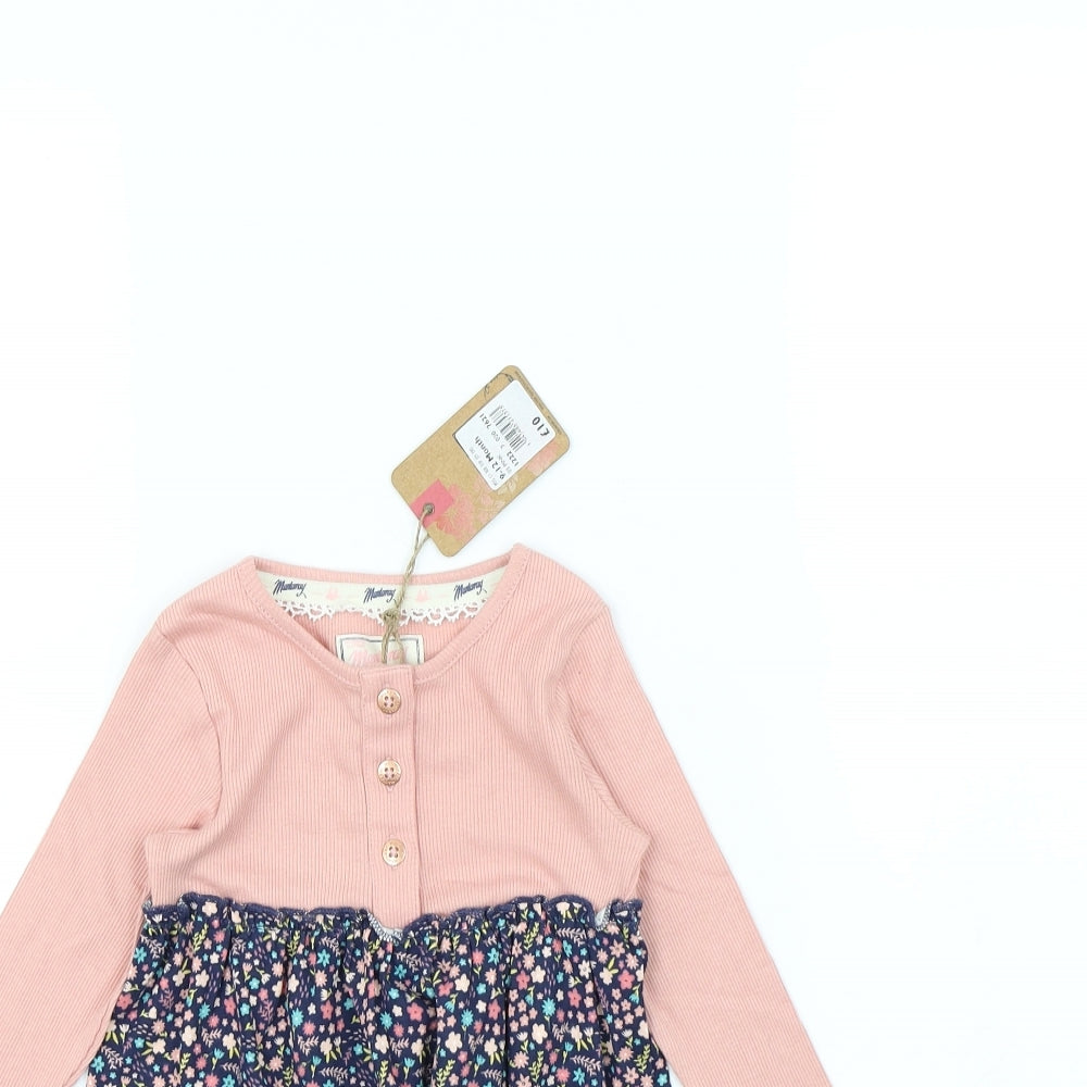 Mantaray Girls Blue Floral  Fit & Flare  Size 9-12 Months
