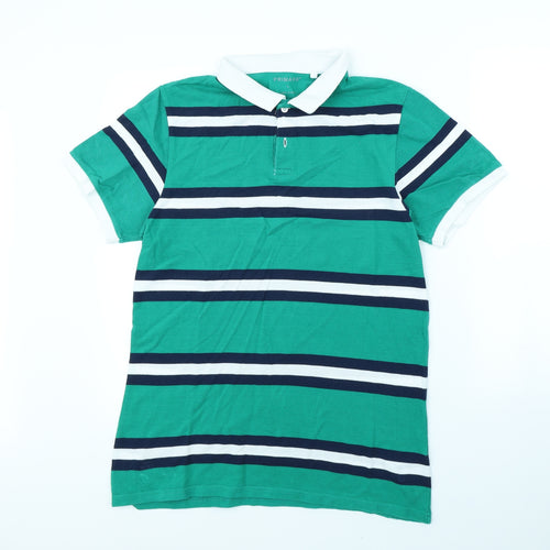 Primark Mens Green Striped   Polo Size L