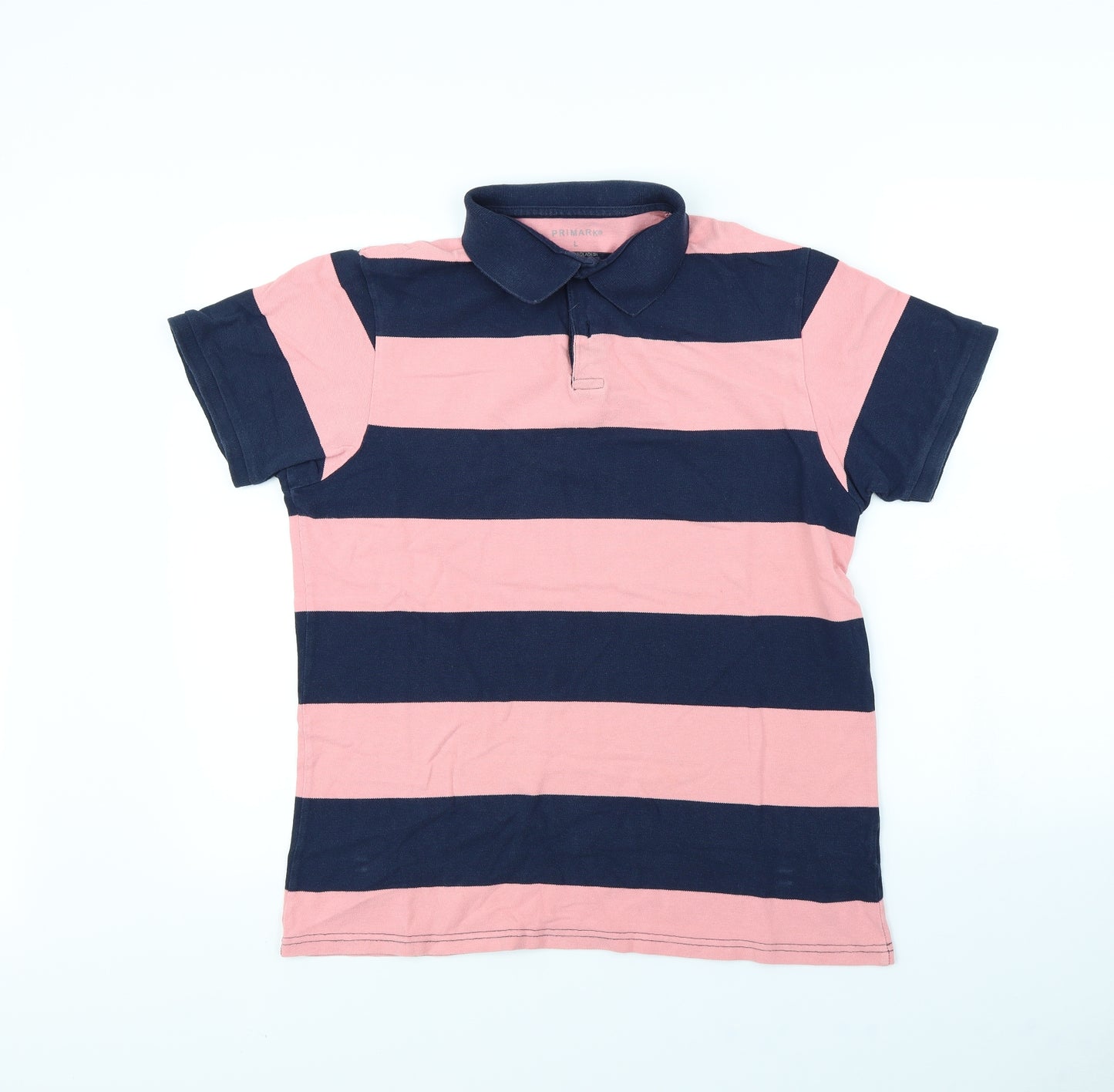 Primark Mens Blue Striped   Polo Size L