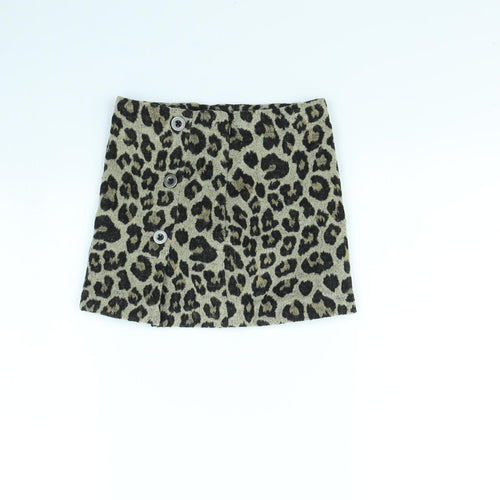 NEXT Girls Brown Animal Print  Mini Skirt Size 6 Years
