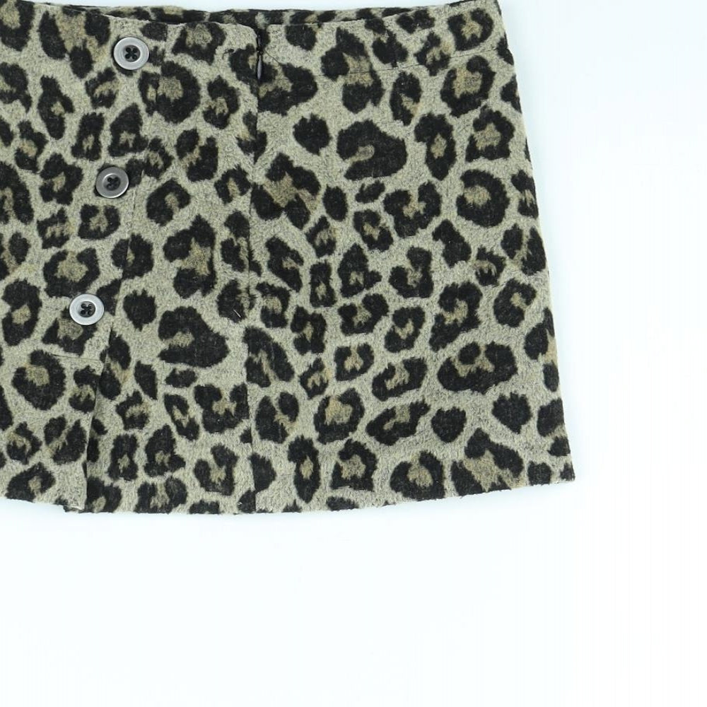 NEXT Girls Brown Animal Print  Mini Skirt Size 6 Years