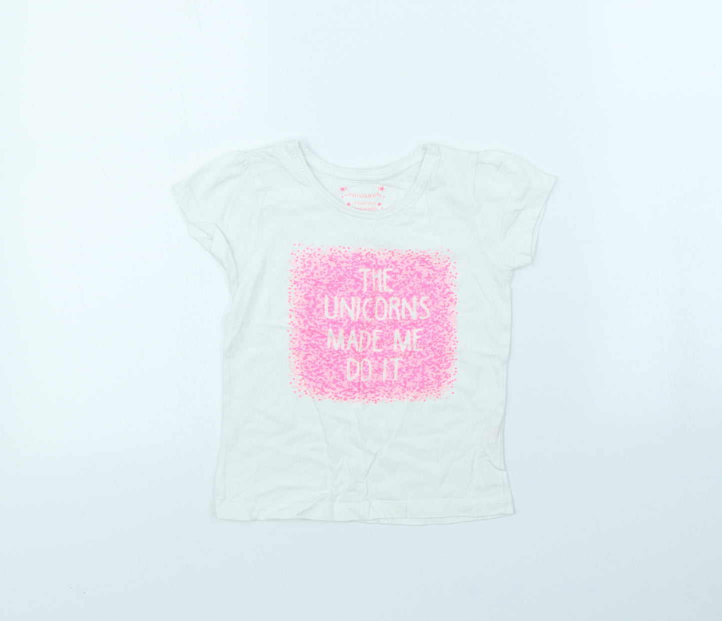 Primark Girls White   Basic T-Shirt Size 4 Years
