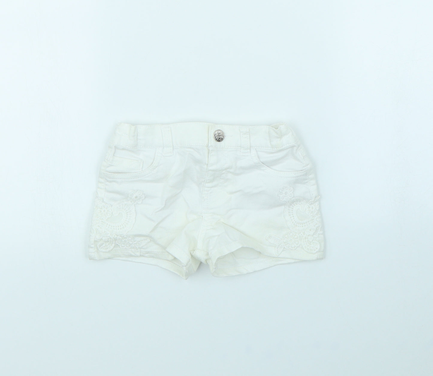 F&F Girls White   Cut-Off Shorts Size 3 Years