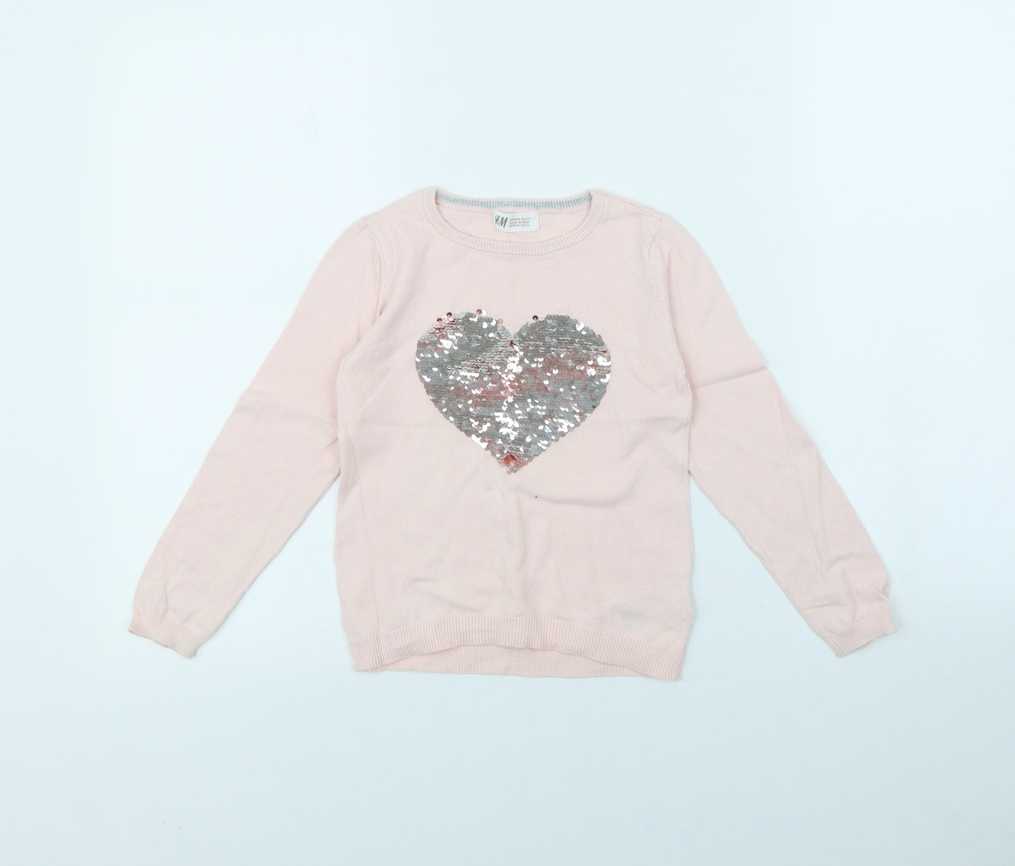 H&M Girls Pink   Pullover Jumper Size 4 Years  - Heart