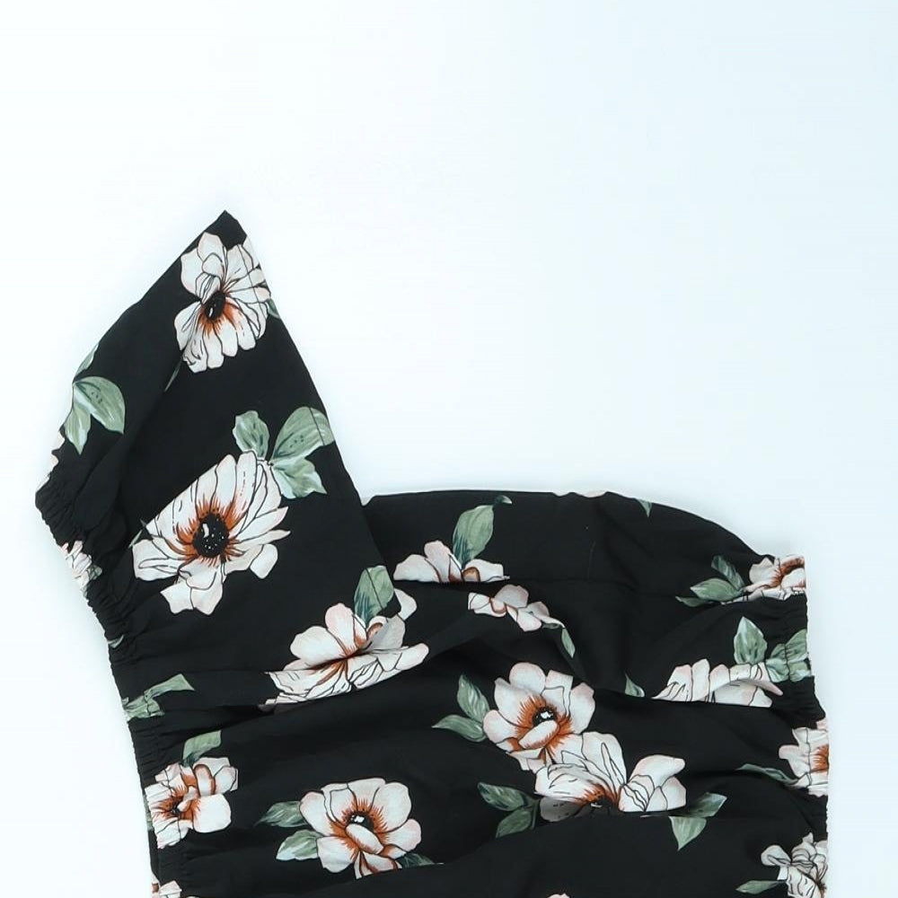 New Look Girls Black Floral  Basic Tank Size 13 Years