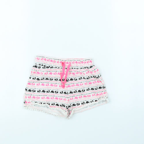 TU Girls White Animal Print  Cut-Off Shorts Size 2 Years - Elephant
