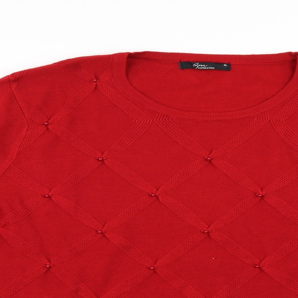 BM collection Womens Red   Pullover Jumper Size XL