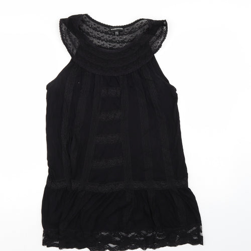 Warehouse Womens Black   Basic Blouse Size 12  - lace outer