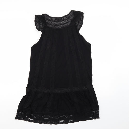Warehouse Womens Black   Basic Blouse Size 12  - lace outer