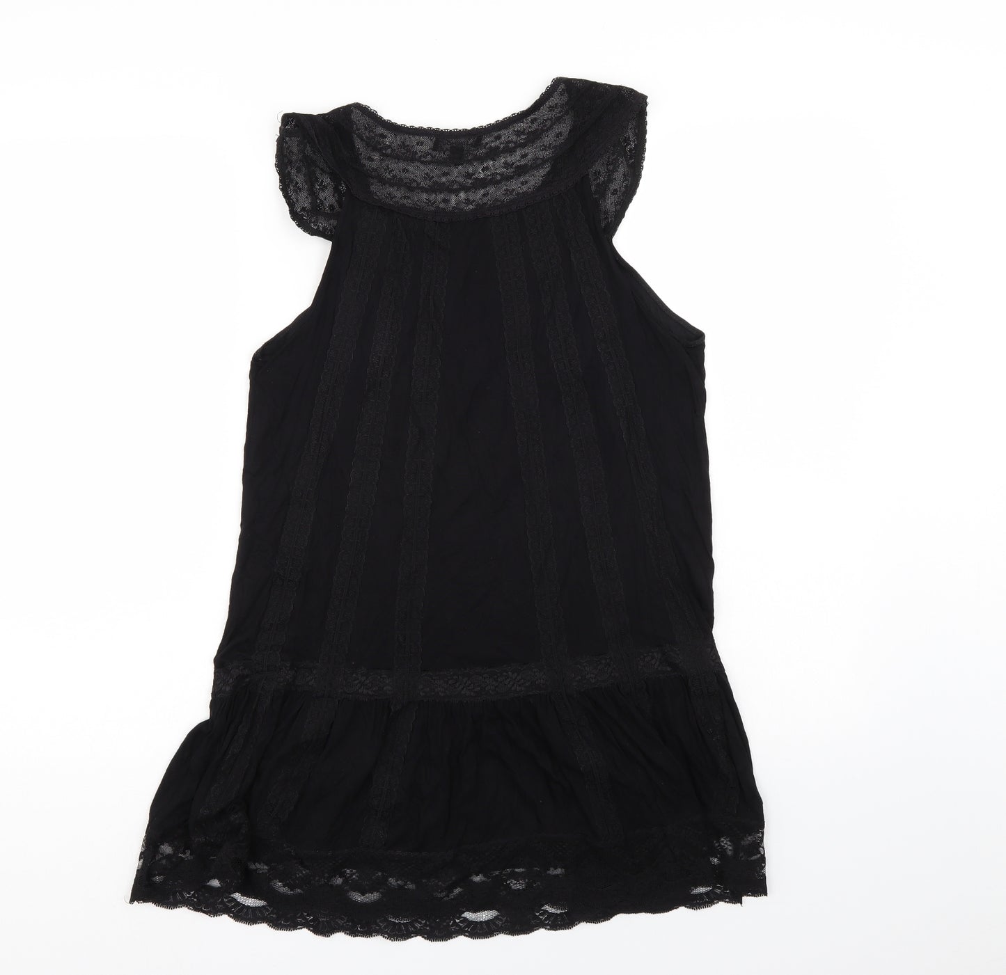 Warehouse Womens Black   Basic Blouse Size 12  - lace outer