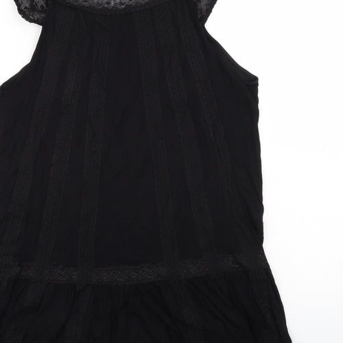 Warehouse Womens Black   Basic Blouse Size 12  - lace outer