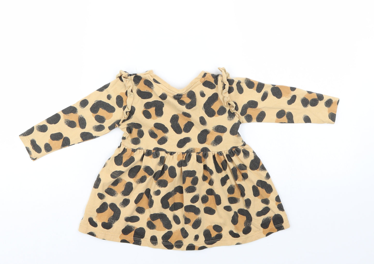 George Girls Brown Animal Print  T-Shirt Dress  Size 12-18 Months