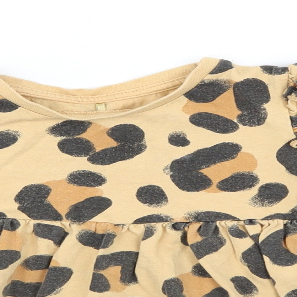 George Girls Brown Animal Print  T-Shirt Dress  Size 12-18 Months
