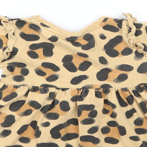 George Girls Brown Animal Print  T-Shirt Dress  Size 12-18 Months