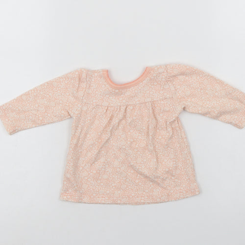 George Girls Orange Floral  T-Shirt Dress  Size 3-6 Months