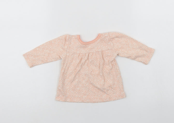 George Girls Orange Floral  T-Shirt Dress  Size 3-6 Months