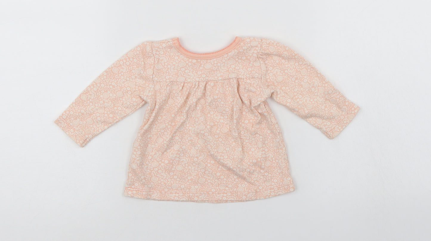 George Girls Orange Floral  T-Shirt Dress  Size 3-6 Months