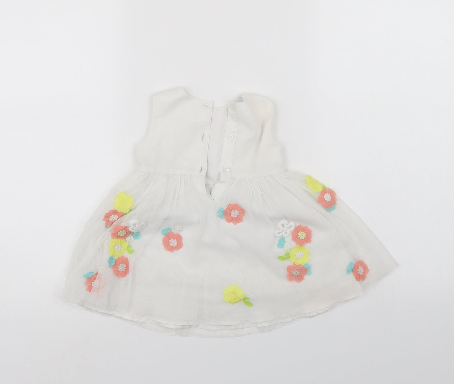 M&S Girls White Floral  Tank Dress  Size 3-6 Months