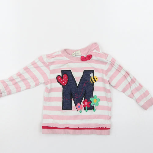 Mini Klub Girls Pink Striped  Pullover Jumper Size 9-12 Months